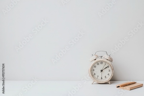 Vintage Alarm Clock with Pencils on Desk