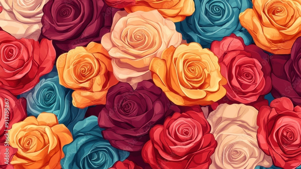 Multicolored rose flowers Multicolored rose flowers