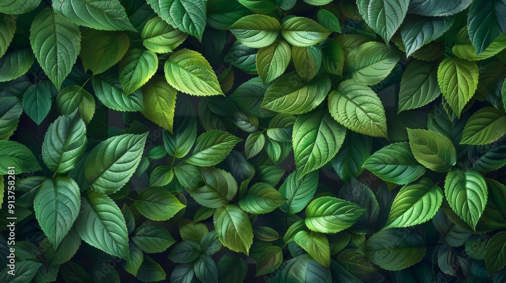 Lush Green Leaves Creating a Dense Canopy in a Sunlit Forest Underbrush Lush Green Leaves Creating a Dense Canopy in a Sunlit Forest Underbrush