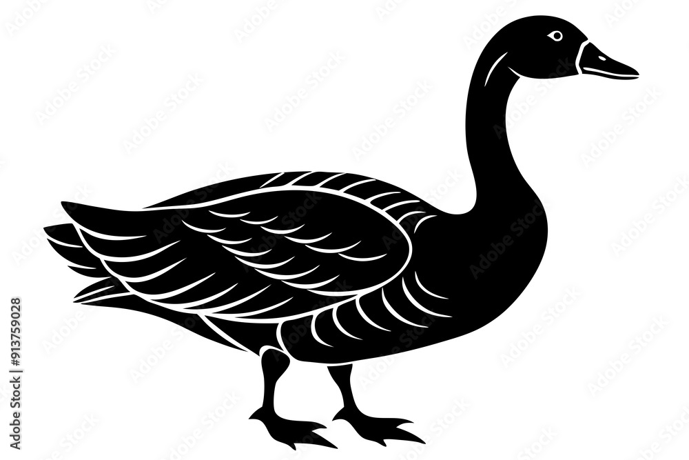 Goose silhouette, goose icon vector.
Goose silhouette, goose icon vector.