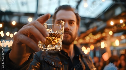 Wallpaper Mural Man holding a glass of whiskey in a bar Torontodigital.ca
