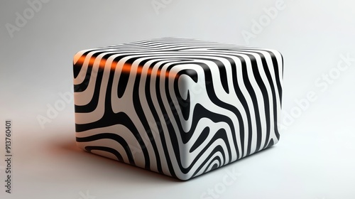 A zebra print box sits on a white background photo