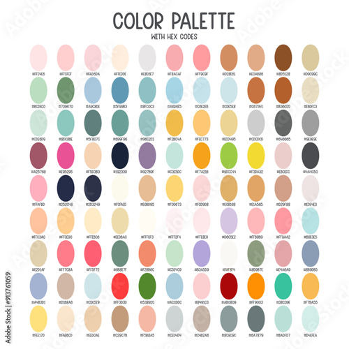 Color palette with hex codes for kids illustration colorful