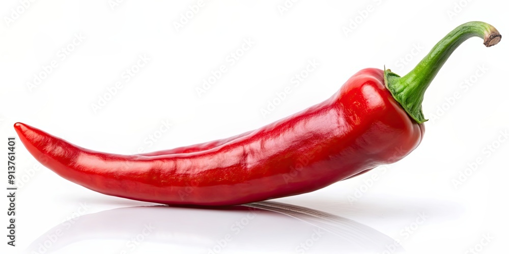 Red chili cayenne pepper with stem isolated on background, spicy, vibrant, ingredient, cooking, flavor, seasoning, organic, fresh Red chili cayenne pepper with stem isolated on background, spicy, vibrant, ingredient, cooking, flavor, seasoning, organic, fresh