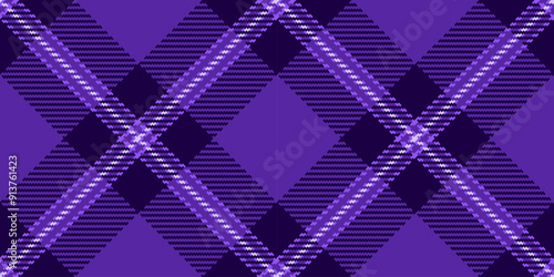 Oktoberfest check textile plaid, bandanna texture pattern fabric. 40s seamless tartan vector background in violet and dark colors.