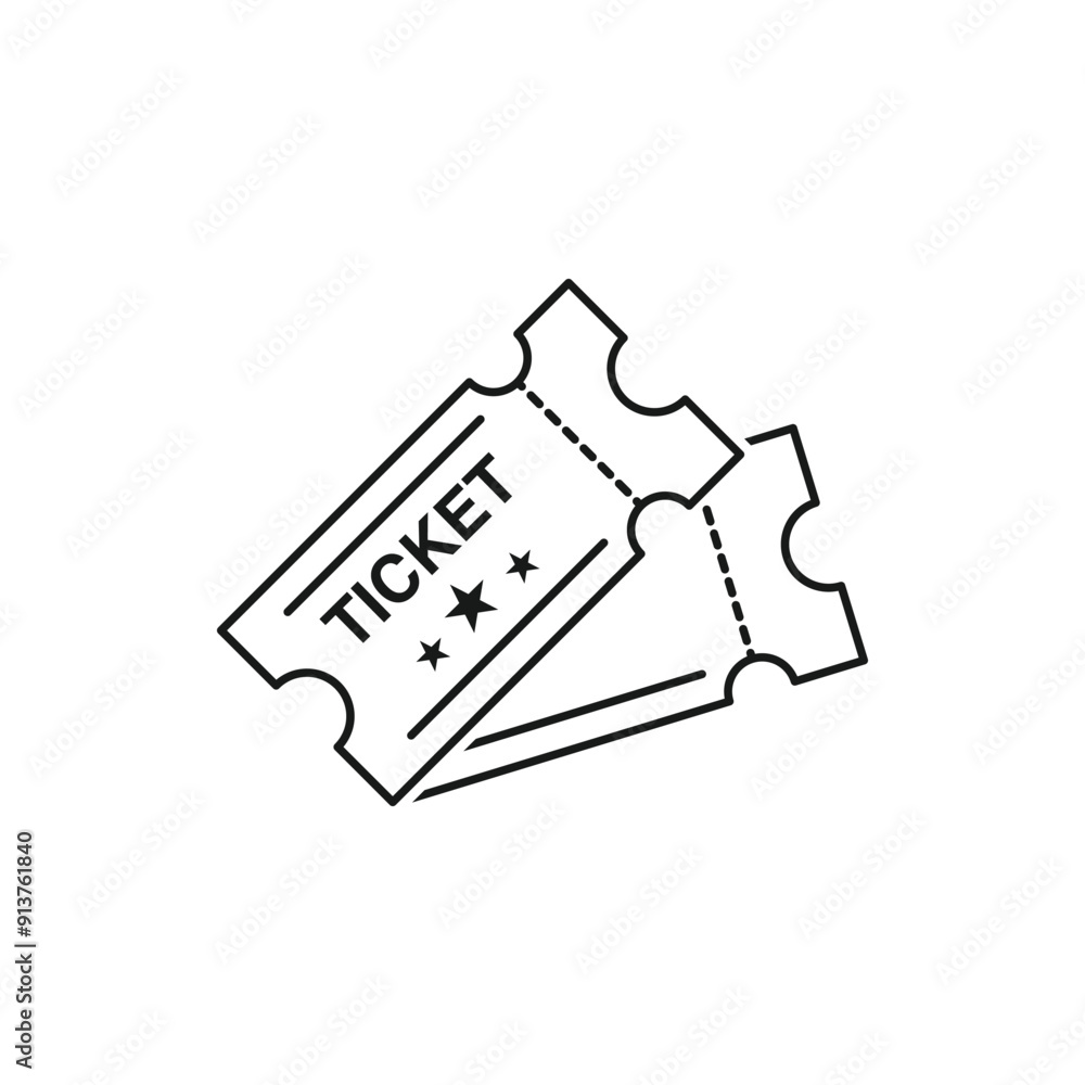 Ticket vector line icon illustration isolated for graphic and web design. Ticket vector line icon illustration isolated for graphic and web design.