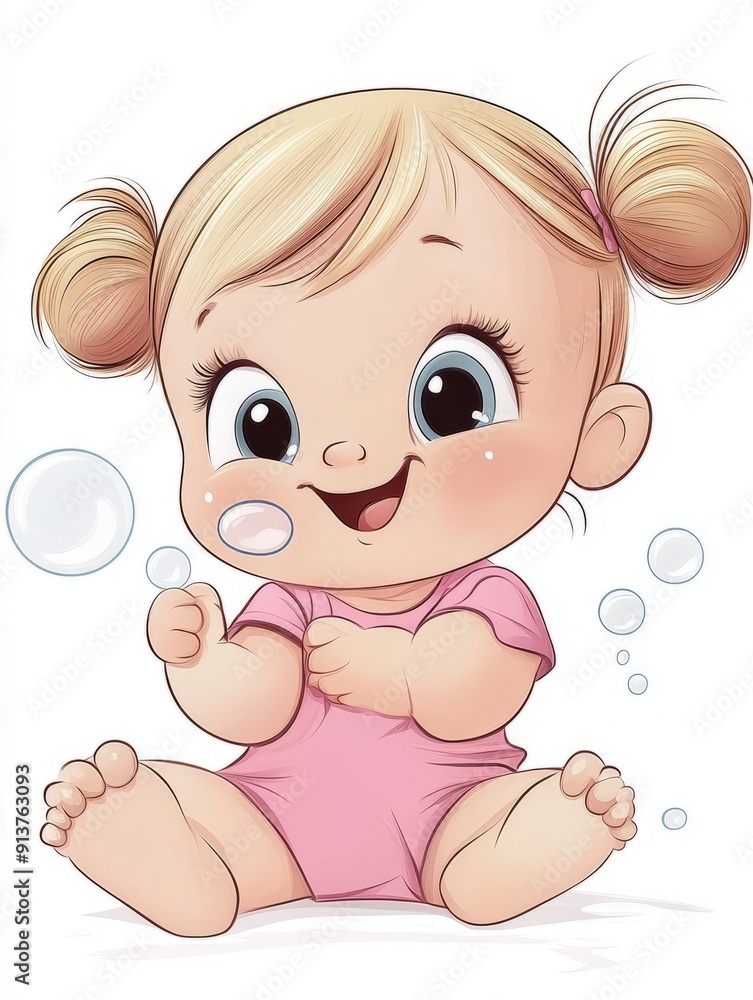 Cute little girl with blonde hair. Perfect for children's illustrations and design. Cute little girl with blonde hair. Perfect for children's illustrations and design.
