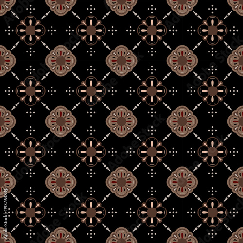 Vector Javanese ethnic batik pattern template with a beautiful and elegant natural color combination