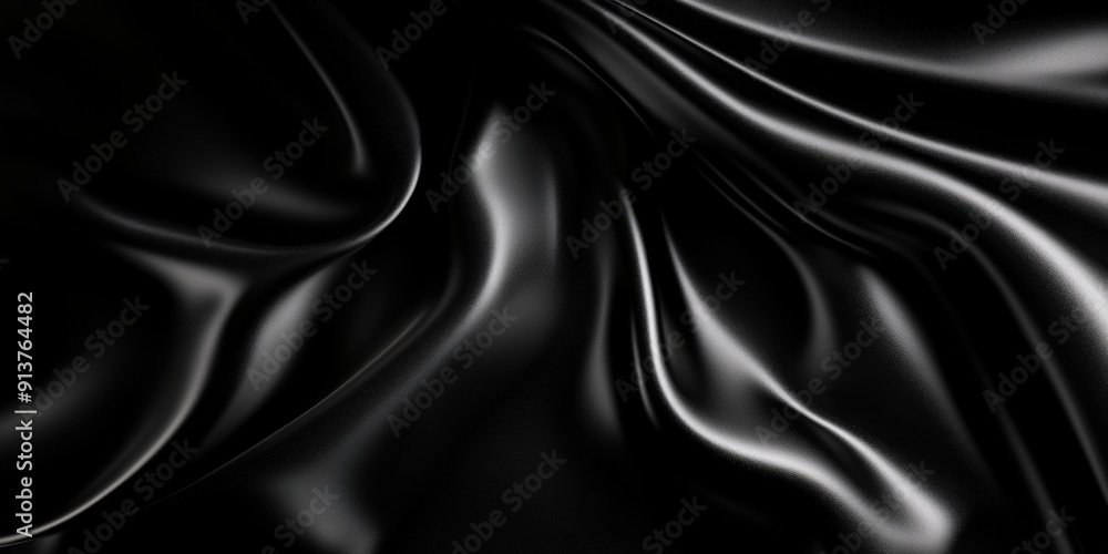 Obraz premium Black Satin Fabric Drape Abstract Texture