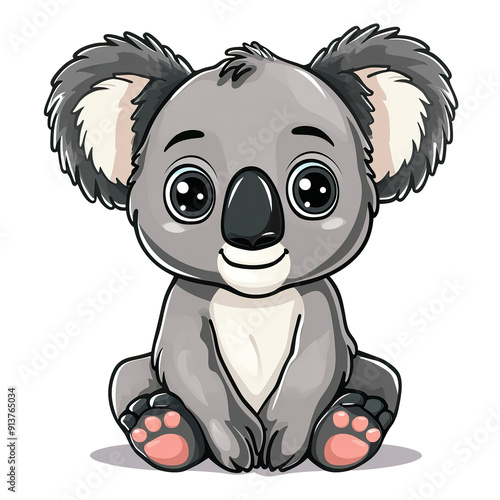 Cute Cartoon Koala Bear Sitting with Big Eyes, generative ai image photo