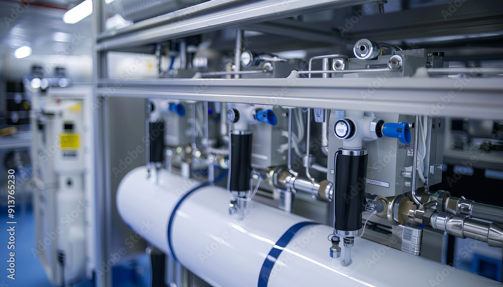 Filtration Process: Illustrate a reverse osmosis unit's filtration process in detail, focusing on the removal of impurities and the output of pure water. Highlight the advanced engineering behind Filtration Process: Illustrate a reverse osmosis unit's filtration process in detail, focusing on the removal of impurities and the output of pure water. Highlight the advanced engineering behind