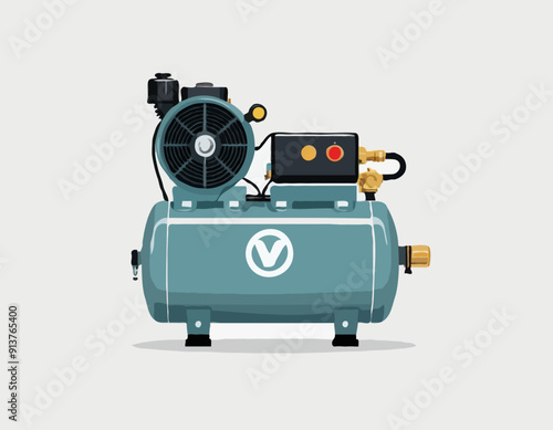 Oil less air compressor flat vector design isolated on white background