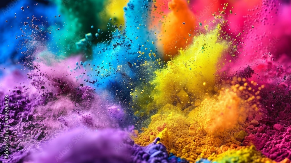 Obraz premium Vibrant Colors of Holi Festival Celebrated in Urban Setting During Spring Season