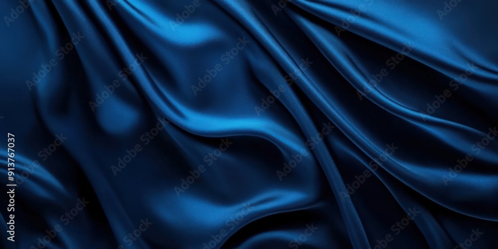 Fototapeta premium Blue Silk Fabric Draped Abstract Background