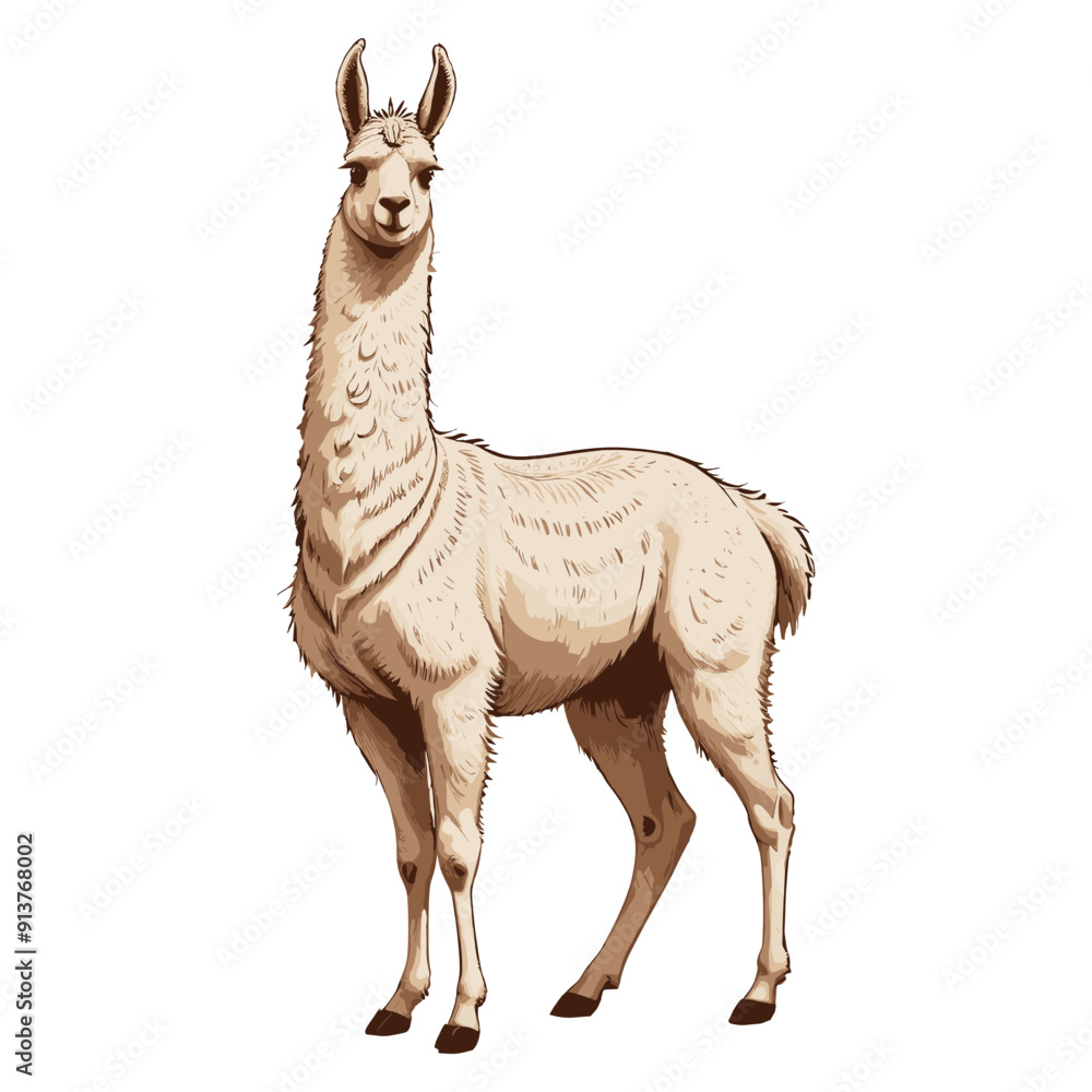 Naklejka premium Beige Llama Illustration