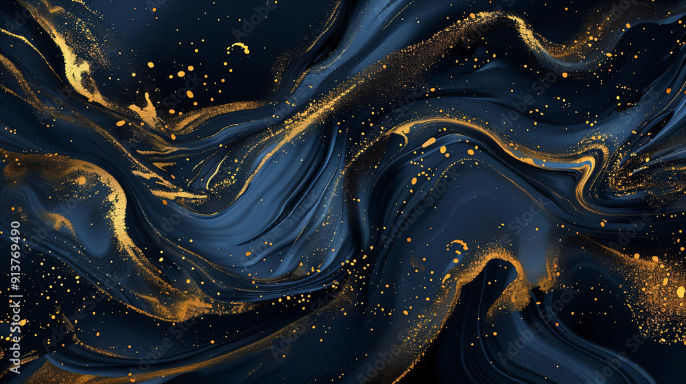 Abstract Blue and Gold Marble Texture. Abstract Blue and Gold Marble Texture.