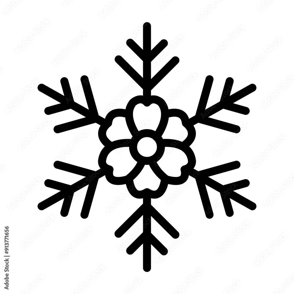 Frost Flower Vector Line Icon Design