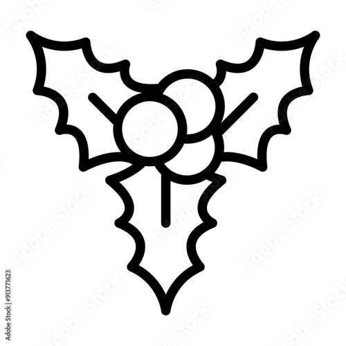 Holly Vector Line Icon Design