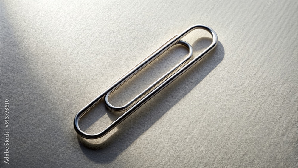 of a paper clip with a shadow, ,paper clip, shadow, metal, office supplies, stationary, accessory, desk of a paper clip with a shadow, ,paper clip, shadow, metal, office supplies, stationary, accessory, desk