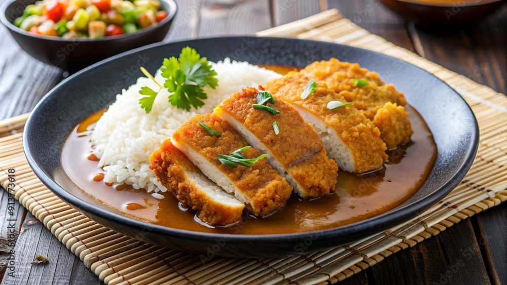 Delicious Chicken Katsu Curry with crispy cutlets and flavorful Japanese curry sauce, Japanese, cuisine, food, breaded Delicious Chicken Katsu Curry with crispy cutlets and flavorful Japanese curry sauce, Japanese, cuisine, food, breaded