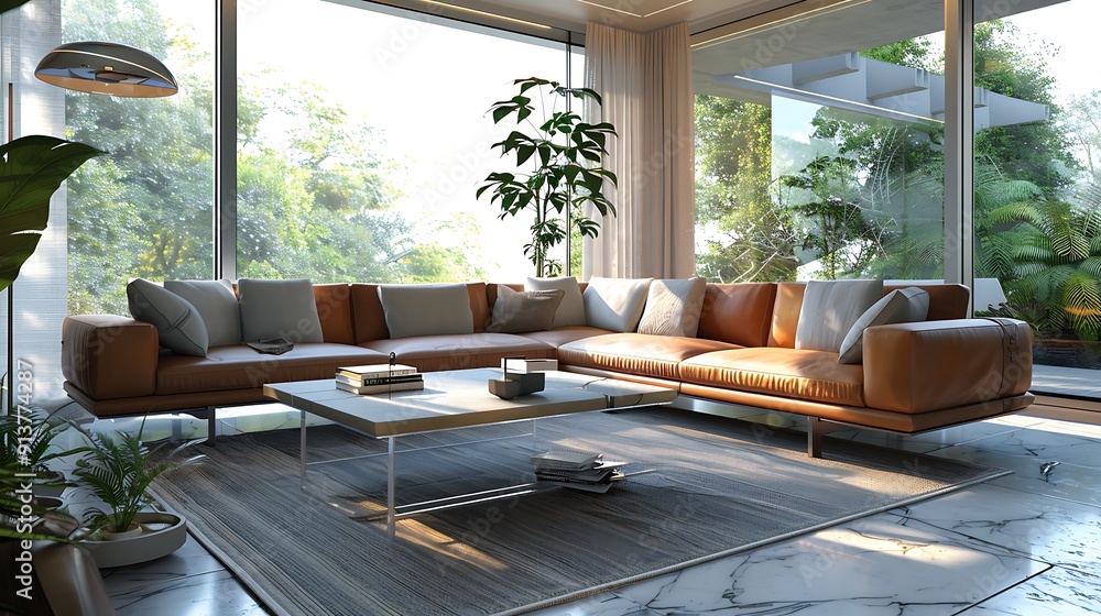 Obraz premium Interior of a modern home with bohemian and minimalist decor