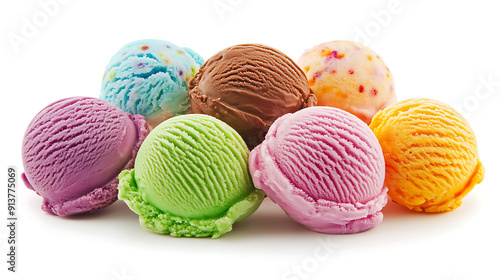 Colorful ice cream, delicious and refreshing with beautiful colors.