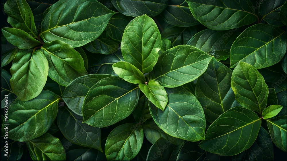 Vibrant Green Leaves in Natural Arrangement Highlighting Organic Beauty and Texture in Bright Daylight Vibrant Green Leaves in Natural Arrangement Highlighting Organic Beauty and Texture in Bright Daylight