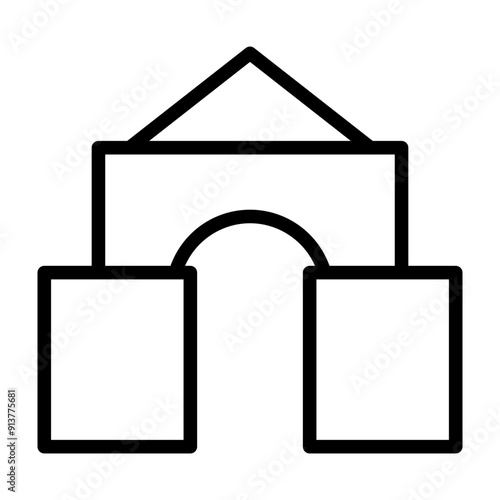 Blocks House Vector Line Icon Design