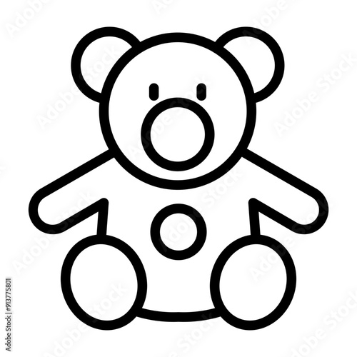 Teddy Bear Vector Line Icon Design