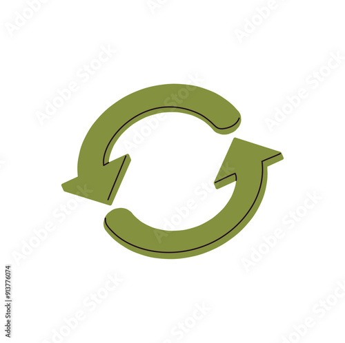 Icon of currency exchange. Circle with spin arrows. Sign of repeat, reverse, reuse, recycle, renew. Symbol of change money, sync, rotate, reload. Flat isolated vector illustration on white background