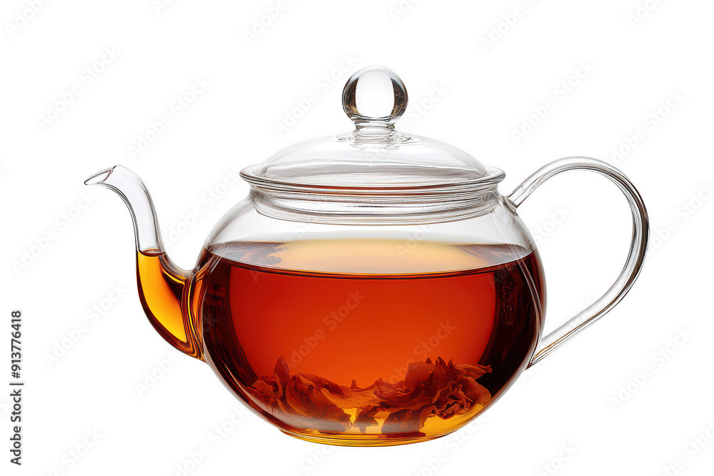 Glass teapot with tea on a transparent background Glass teapot with tea on a transparent background
