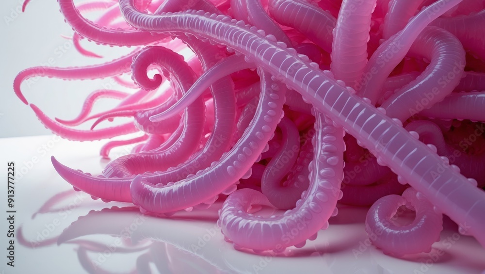 Pink tentacles display a unique arrangement against a bright backdrop Pink tentacles display a unique arrangement against a bright backdrop