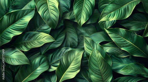 Wallpaper Mural Vibrant Green Leaves Laying Together Creating a Lush, Natural Environment in Daylight Torontodigital.ca
