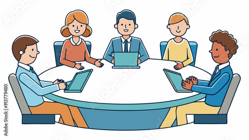 directors board business meeting brainstorming vector art illustration