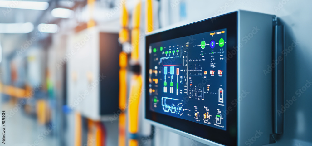 Control Panel Display in a Modern Industrial Facility During Daytime Operations Control Panel Display in a Modern Industrial Facility During Daytime Operations