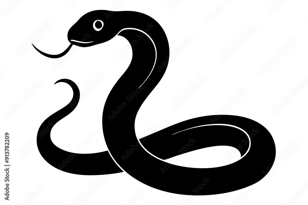 Fototapeta premium snake icon, snake vector silhouette, Curved snake animal design 