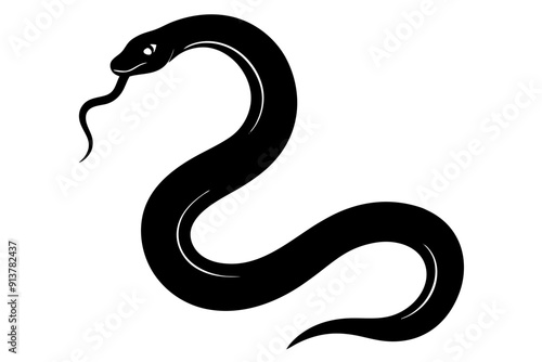 
snake icon, snake vector silhouette, Curved snake animal design
