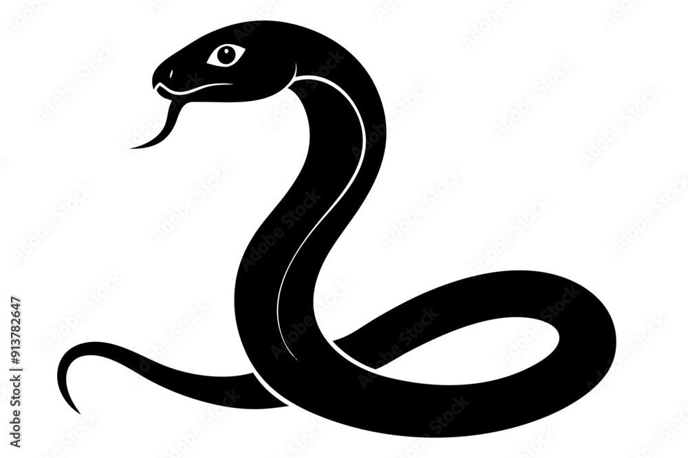 Fototapeta premium snake icon, snake vector silhouette, Curved snake animal design 