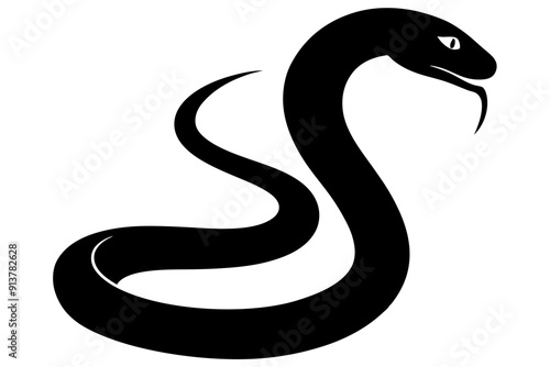 
snake icon, snake vector silhouette, Curved snake animal design
