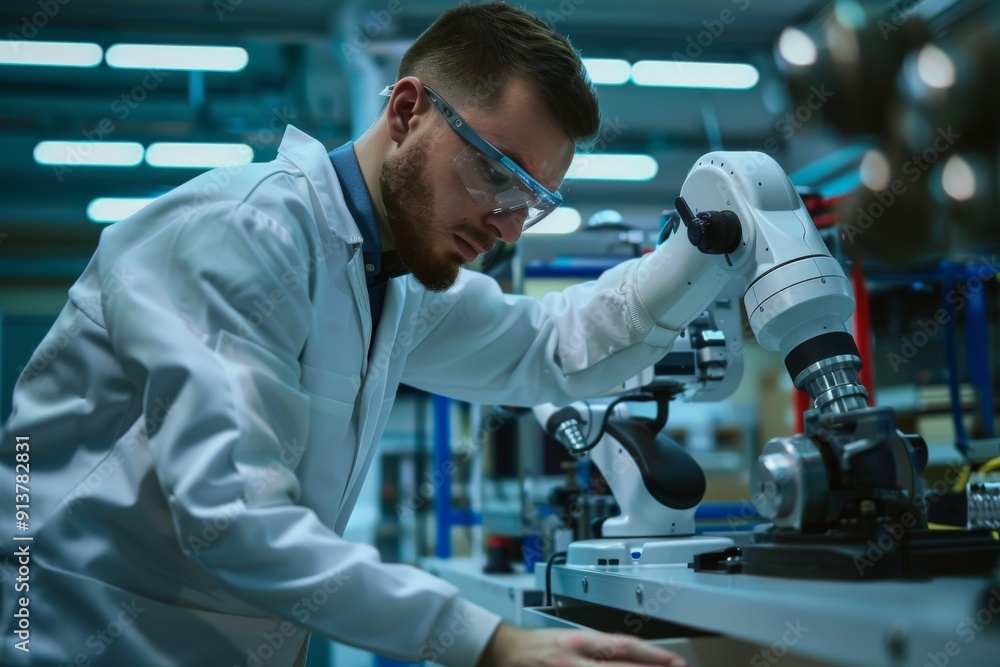 An engineer measuring electrical currents in a laboratory, AI generated An engineer measuring electrical currents in a laboratory, AI generated
