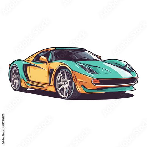 cute super car fulcolor vector illustration ai generated