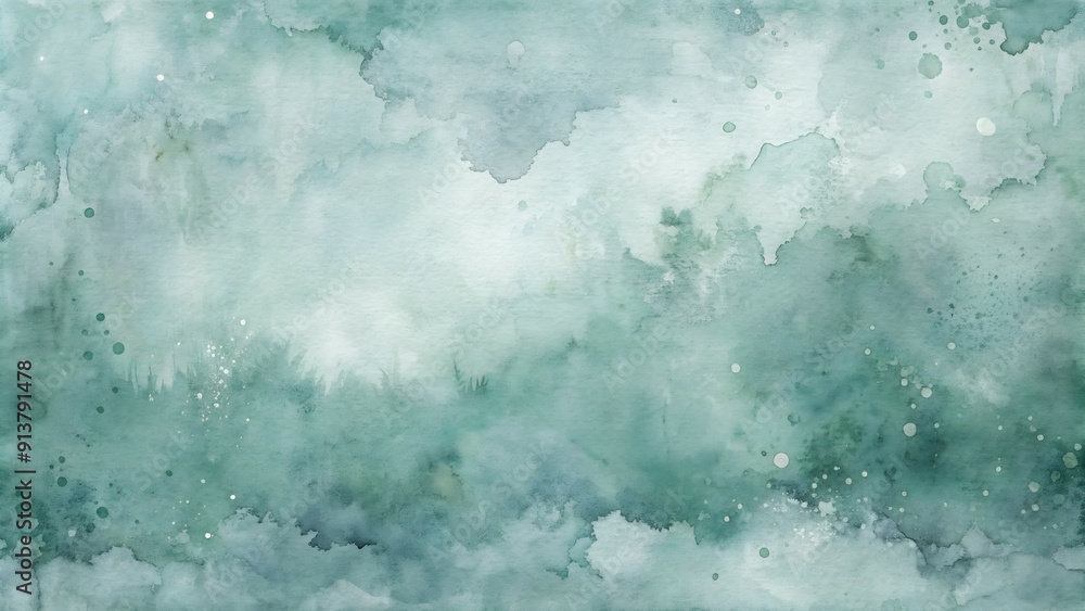Fototapeta premium This captivating background features a mesmerizing blend of sage green and soft blues, accented with subtle grunge textures. The organic watercolor design adds depth and artistry to your projects.