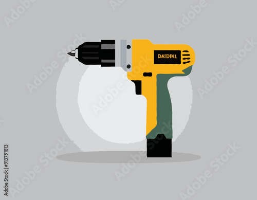Drill Machine Flat Design