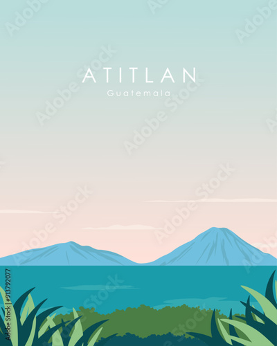 Atitlan Guatemala travel poster