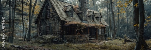 Enigmatic and eerie house nestled in the heart of the woods