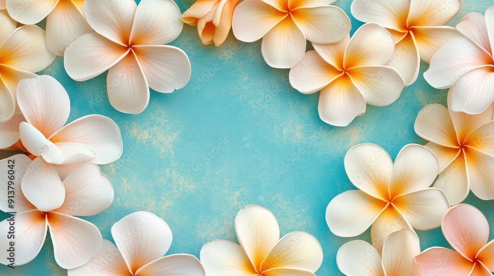 Seamless pattern featuring frangipani flowers Seamless pattern featuring frangipani flowers