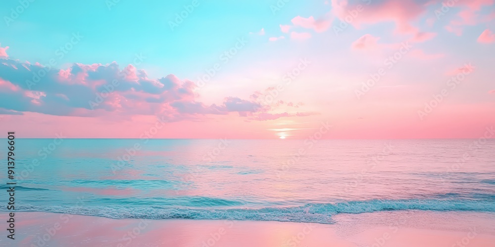 Pink and Blue Sunset Over the Ocean Pink and Blue Sunset Over the Ocean