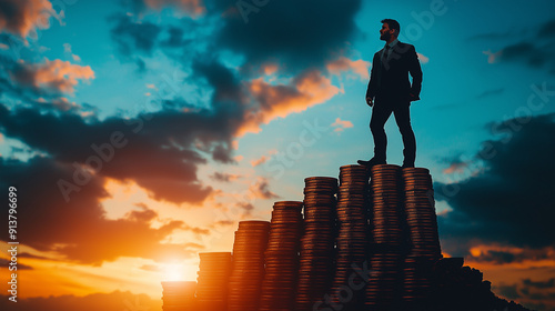 Silhouette of businessman c...
