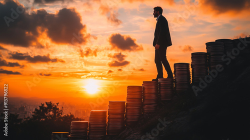 Silhouette of businessman c...