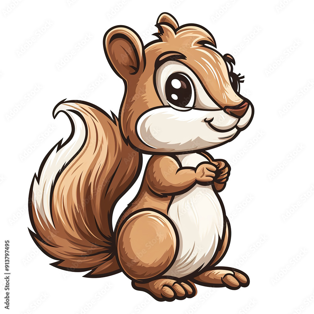 Cute Cartoon Squirrel with a Big Tail and Big Eyes, generative ai image Cute Cartoon Squirrel with a Big Tail and Big Eyes, generative ai image